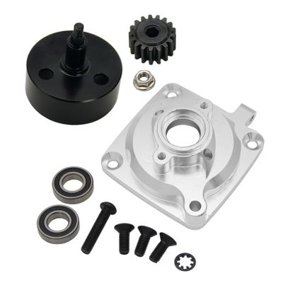FLMLF CNC Sealed Clutch Bell Mount with Hex Cup and Gear 17T for 1/5 HPI ROFUN BAHA KM ROVAN Baja 5B 5T 5SC Rc Car Parts (Silver)