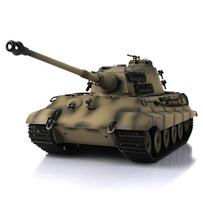 TOUCAN RC HOBBY 1/16 2.4G Henglong Yellow 7.0 Plastic German King Tiger RTR RC Tank Model 3888A for Age 14+
