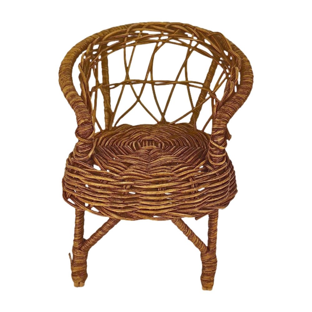 1/12 Dollhouse Rattan Chair Miniature Model Simulated Toy for Scene Decor