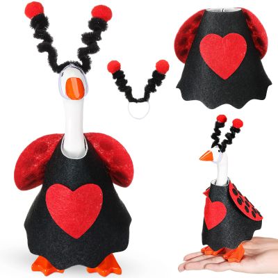 AmazingSpark 1 Set Valentine's Day Mini Desk Goose Outfit 7 Inch Magnetic Goose Statue Key Holder Romantic Valentine Clothes for Magnetic Duck Statue Table Desk Key Holder Decor(Red and Black,Ladybug)