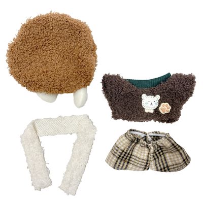 3.9 inches (10 cm) Plush Toy, Fluffy Latte Color Coding Set, Brown, Sewing Clothes, Kigurumi, Accessories, Kpopdoll Costume