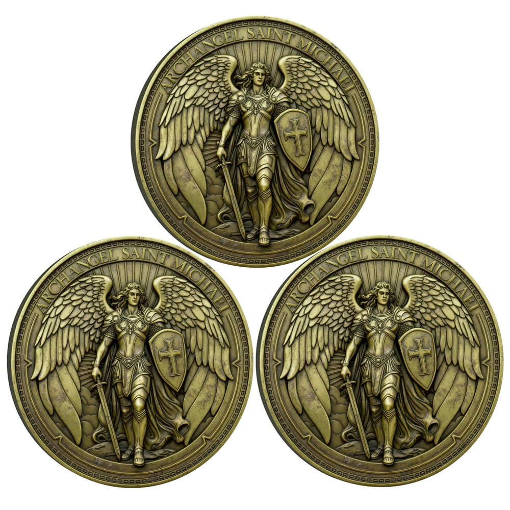Saint Michael The Archangel Protection Coin - Guardian Angel Coin Archangel Michael Prayer Challenge Coin Christian Religious Collectible Token with Clear Protective Case