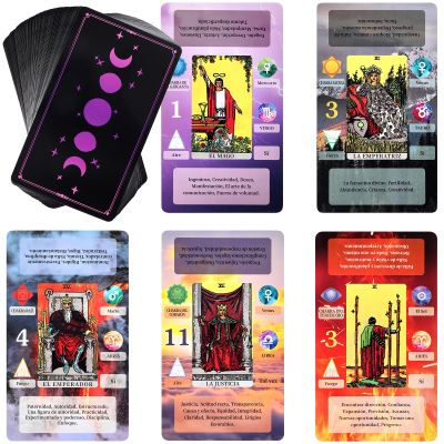 BWTY Cartas De Tarot Espaol Tarot para Principiantes en Espaol with Meanings on Them, Keywords, Astrology (Planet Zodiac), Yes or No, Elements, Numerology