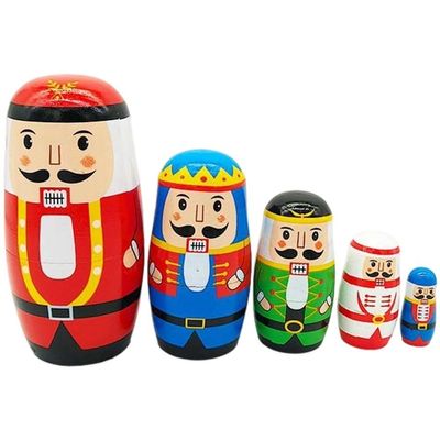 Vbsqic Colourful Russian Nesting Dolls 1 Set Nutcracker Nesting Dolls Wooden Christmas Nesting Dolls Handmade Nutcracker Nested Set for Adult Kids