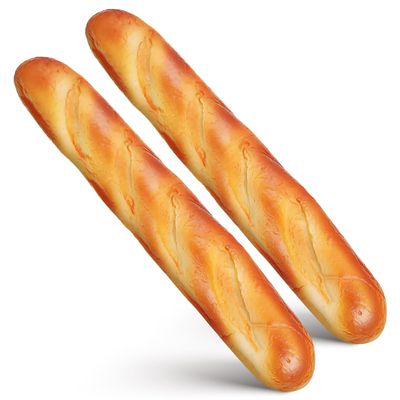 2 PCS Fake Bread,13.5 Inch Artificial Loaf Bread Realistic Fake Food for Home Kitchen Restaurant Bakery Decoration Photography Prop