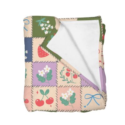 Strawberries Patchwork Baby Blankets for Girl Boy Infant Toddler Newborn Cottagecore Cherries Wildflower Swaddle Receiving Blanket for Crib Stroller Boho Spring Bows Nursery Bed Blanket 60x80inch