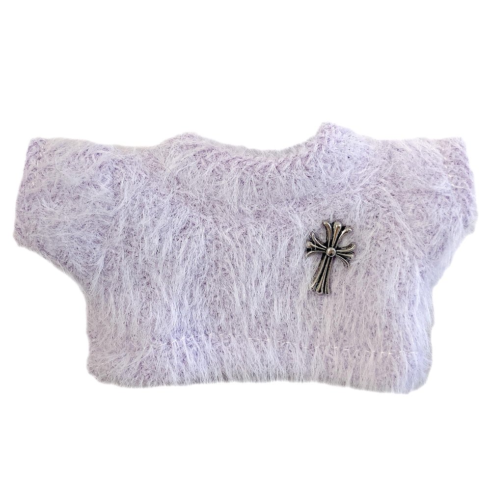 Fur Knit with Cross for Stuffed Toys, Lavender, Sewing Clothes, Kigurumi, Accessories, Kpopdoll Costume