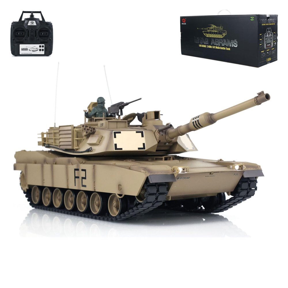TOUCAN RC HOBBY 1/16 2.4Ghz Henglong Scale 7.0 Plastic M1A2 Abrams RC Tank 3918 Barrel Recoil for Age 14+