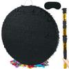 PCFING 18 Inch Round Blank Piata Diy with 30 Inch Piata Stick Blindfold Confetti for Boy Girl Adult Birthday Party Game Decorations, Anniversary Celebration, Fiesta (Black) view 1