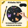 PCFING 18 Inch Round Blank Piata Diy with 30 Inch Piata Stick Blindfold Confetti for Boy Girl Adult Birthday Party Game Decorations, Anniversary Celebration, Fiesta (Black) view 3