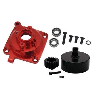 FLMLF CNC Sealed Clutch Bell Mount with Ordinary Clutch Cup and Gear 17T for 1/5 HPI ROFUN ROVAN KM Baja 5B 5T 5SC Rc Car Parts (Red)