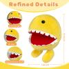 9.5" Yellow Round Ghost Pacn Plush Toy, Cute Man Arcade-Style Game Plush, Funny Creature Stuffed Figure with Big White Teeth & Black Eyes, Sitting Alien Plushie for Kids Room Decor & Party Gifts view 3