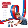 Bunu1492 Flexible Race Track for Kids, 16.4 Ft Bendable Racetrack Set with Suction Cups,Compatible with Hot Wheels/Matchbox 1/64th Cars,Portable Track Toy Gift for Boys Girls Ages 3+(Blue & Red) view 1
