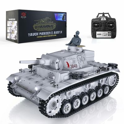 TOUCAN RC HOBBY 1/16 2.4G Henglong Snow 7.0 Upgraded Panzer III H RTR RC Tank 3849 Metal Tracks for Age 14+