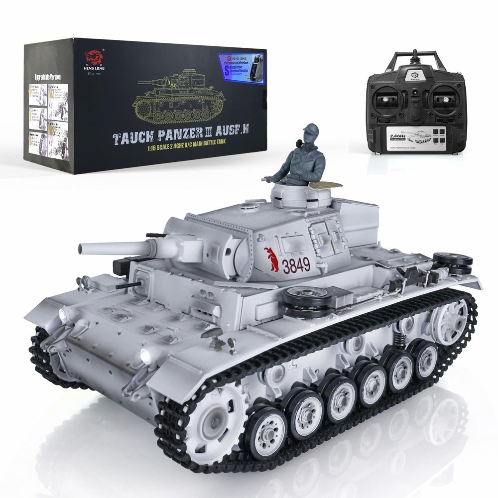 TOUCAN RC HOBBY 1/16 2.4G Henglong Snow 7.0 Upgraded Panzer III H RTR RC Tank 3849 Metal Tracks for Age 14+