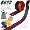 Newmkr 15 Ft Flexible Race Track for Kids 3+, Rolls Up Portable Flex Track, Comes with 4 Small Racing Cars 4 Suction Cups and 1Storage Bag, Compatible with 1/64 Diecast Cars,Indoor & Outdoor Play view 1
