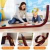 Newmkr 15 Ft Flexible Race Track for Kids 3+, Rolls Up Portable Flex Track, Comes with 4 Small Racing Cars 4 Suction Cups and 1Storage Bag, Compatible with 1/64 Diecast Cars,Indoor & Outdoor Play view 3