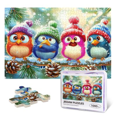 1000 Piece Bird Wooden Jigsaw Puzzle for Adults - Cozy Winter Wildlife Scene, Relaxing Challenge & Home Decor Gift for Bird Lovers & Puzzle Enthusiasts