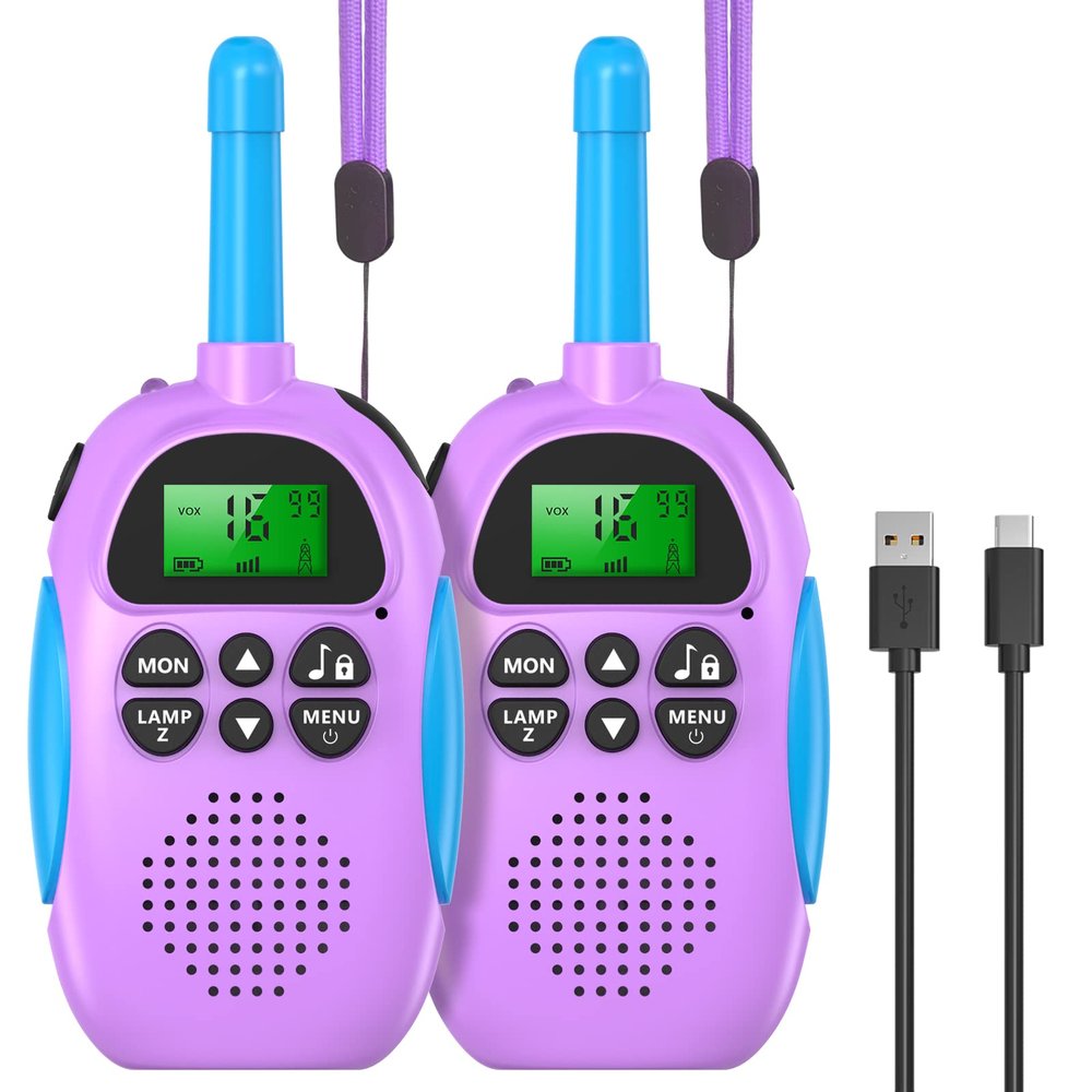 CHAKEYAKE Walkie Talkies for Kids Adult, 2 Pack Rechargeable Kids Walkies Talkies, 3km Long Range, 22 Channels, Indoor Outdoor Toys for Camping, Hiking, Family Games, Toys for Boys Girls Ages 3-12