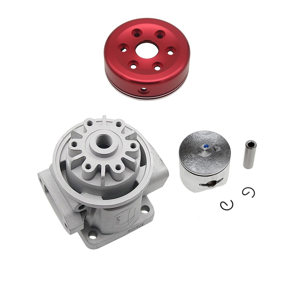 FLMLF Cylinder Head and Water Cooled Cover with Piston Kit for Zenoah CY RCMK RC Marine Engine G290PUM (Red)