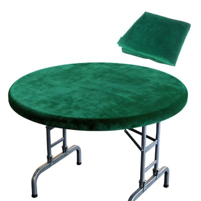Klmnop 49 Inch Green Velvet Poker Table Cover, Round Table Tablecloth for Card Games, Noise Reducing Slip Prevention Cloth for Mahjong Board and Dice Playing(Green)