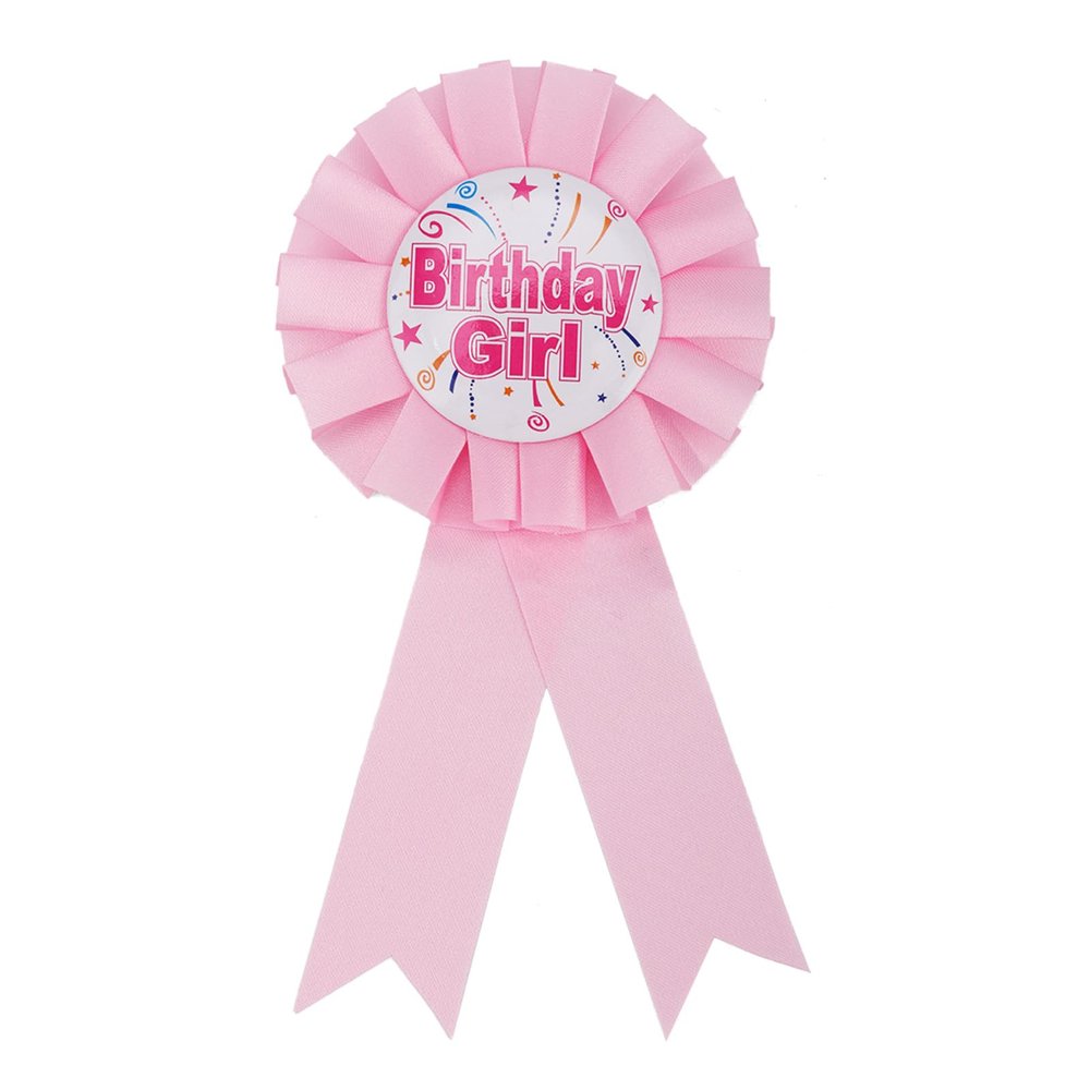Birthday Girl Pin Brooch, Happy Birthday Badge Pin Satin Ribbon Button for Women Girl Party Clothing Decor Decorations Favors Supplies & Gifts (Pink)