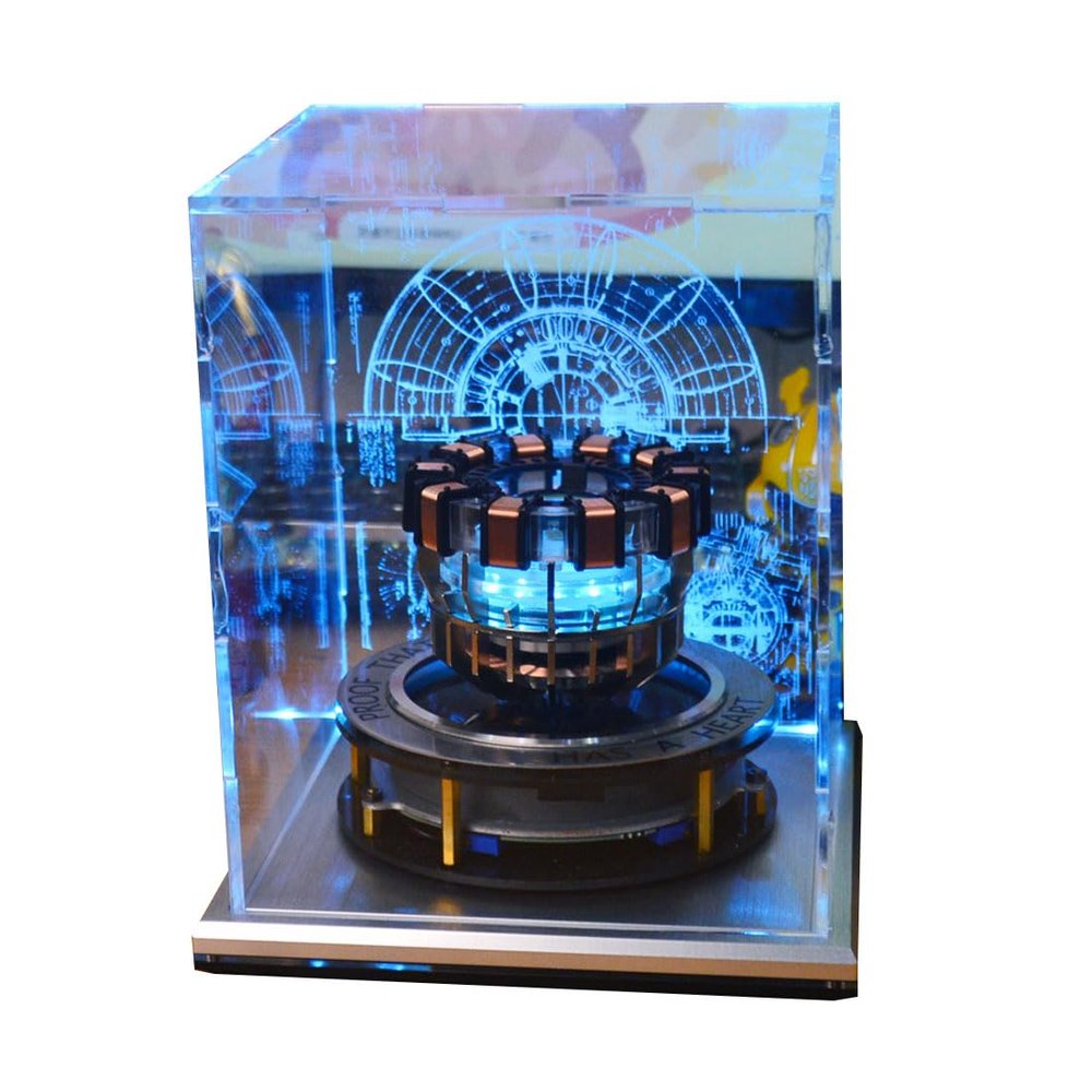 Arc Reactor, 1/1 MK1 Arc Reactor Floating Rotating LED Tech Desk Ornament with Holographic Shield, Magnetic Levitation Tech Decor, Room Decor,Office Desk Display & Unique Gifts for Sci-Fi Lovers