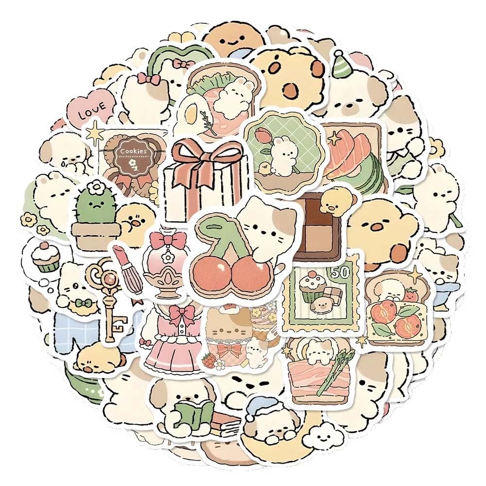 136 Simple Line Drawing Sticker Sheets: Adorable Animal Avatar Stickers for Journaling, Includes Storage Box