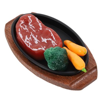 BCOATH Realistic Miniature Steak Model Plate for Dollhouse Kitchen Accessories Authentic Fake Food Prop for Pretend Cooking Photography Display Creative and Engaging Food Decor