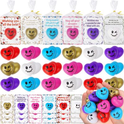 Tiaxidex Stress Balls, Heart Stress Balls for Adults & Kids, Mini Stress Balls, 18 PCS Stress Ball with Cards, Classroom Stress Relief Gifts, Anxiety Relief Fidget Toys, Student Prizes, Party Favors