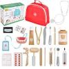 Doctor Kit for Kids, Dentist Pretend Play Educational Doctor Toy Set, 25Pcs Wooden Medical Kit with Stethoscope & Bag & Pretend Teeth & Doctor Toys, Role Play Toys for Girls and Boys 3-8 Years Old view 1