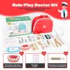 Doctor Kit for Kids, Dentist Pretend Play Educational Doctor Toy Set, 25Pcs Wooden Medical Kit with Stethoscope & Bag & Pretend Teeth & Doctor Toys, Role Play Toys for Girls and Boys 3-8 Years Old view 4