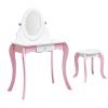 Vomeko Kids Vanity Set with Stool, Pink Wooden Princess Makeup Dressing Table with 360 Rotating Mirror Storage, Girls Play Vanity Desk with Anti Tip Device view 1