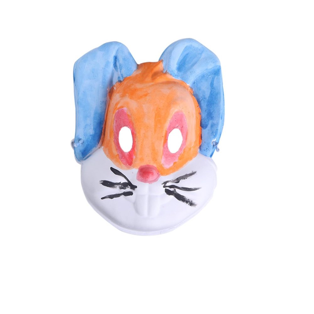 Beaupretty 3 Pcs DIY Paintable Animal Face Masks Lightweight Masquerade Costume Accessories for Party and Cosplay Elephant Rabbit Lion White Pulp Masks for Men and Women