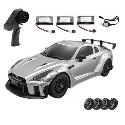 1/16 Scale GTR R35 RC Drift Car, 4WD Rear-Wheel Drive Remote Control Car with Gyro, Control, LED Light, Drift & Grip Tire Sets, 20km/h High-Speed, 2.4G Full-Proportional RC Racing Vehicle for Adults