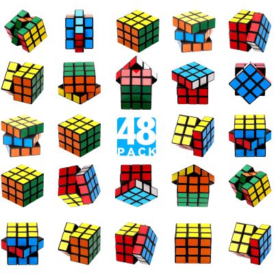 JOLLYFUN 48 Pack Mini Cube Bulk, 1.18 Inch 3x3x3 Small Puzzle Cubes Set, Birthday Party Favors, Classroom Rewards Prizes, Stocking Stuffers, Easter Basket Fillers for Kids
