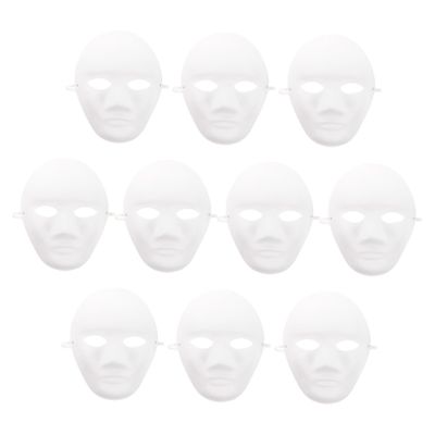 Abaodam 10Pcs DIY Blank Full Face Masks for Men Paintable Paper Masks for Cosplay Party Favors Masquerade Birthday Carnival School Art Craft and Holiday Celebrations