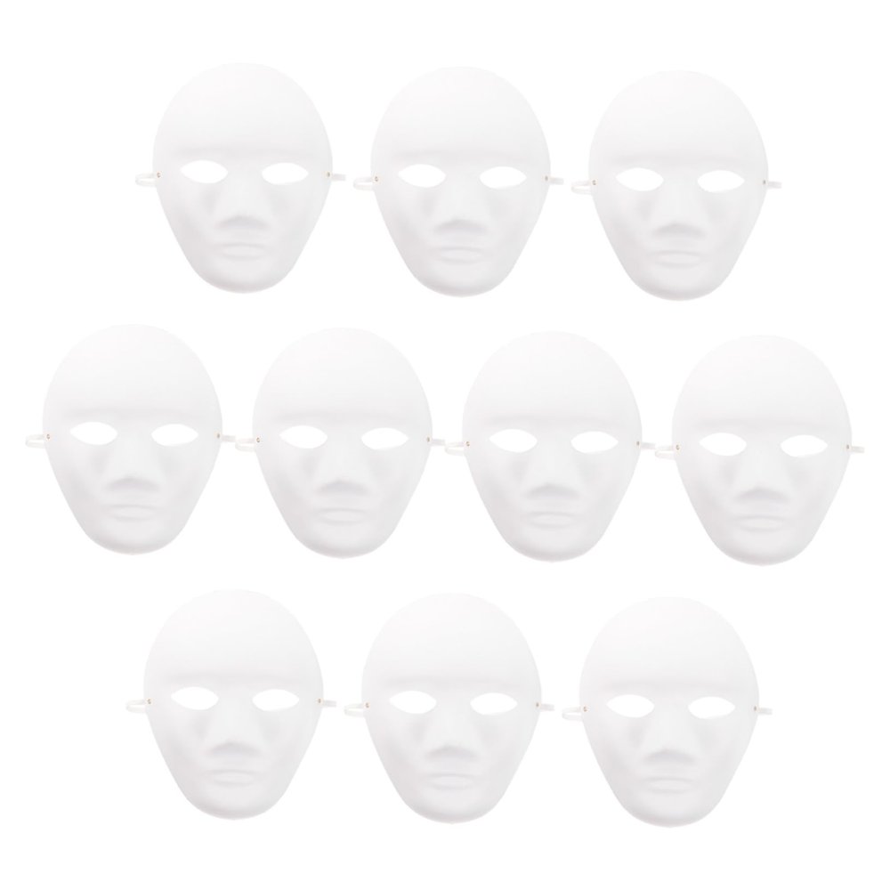 Abaodam 10Pcs DIY Blank Full Face Masks for Men Paintable Paper Masks for Cosplay Party Favors Masquerade Birthday Carnival School Art Craft and Holiday Celebrations