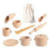 Gogogmee Wooden Tea Set for Creative Pretend Play Afternoon Tea with Accessories Educational Simulation Kitchen Playset for Boys view 1
