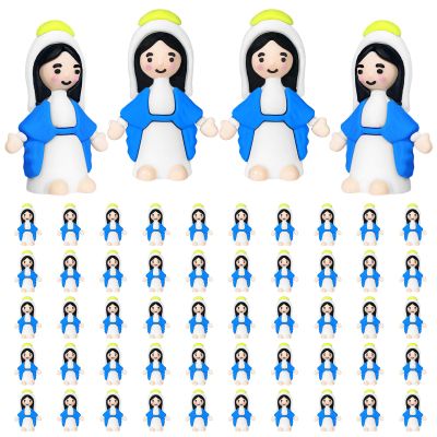 50PCS Little Virgin Mary Figurines Bulk, Mini Virgin Mary Religious Doll to Hide and Seek, for Easter Egg Stuffers, Sunday School Baptism Gifts, Catholic Party Favors, Christ Thanksgiving Day (Blue)