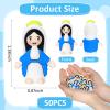 50PCS Little Virgin Mary Figurines Bulk, Mini Virgin Mary Religious Doll to Hide and Seek, for Easter Egg Stuffers, Sunday School Baptism Gifts, Catholic Party Favors, Christ Thanksgiving Day (Blue) view 2