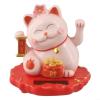 Automatic Waving Lucky Cat with Light Sensing Solar Powered Design, Feng Shui Solar Cat Decor for Office Desk, Car Dashboard, Home, White/Pink(2313-Pink) view 1