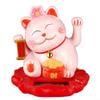 Automatic Waving Lucky Cat with Light Sensing Solar Powered Design, Feng Shui Solar Cat Decor for Office Desk, Car Dashboard, Home, White/Pink(2313-Pink) view 2