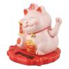 Automatic Waving Lucky Cat with Light Sensing Solar Powered Design, Feng Shui Solar Cat Decor for Office Desk, Car Dashboard, Home, White/Pink(2313-Pink) view 3