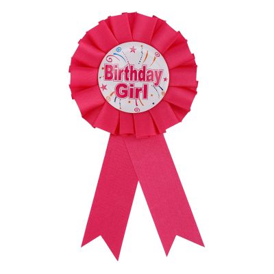 Birthday Girl Pin, Satin Ribbon Happy Birthday Badge Pin for Girl Women Party Button Brooch Clothing Celebration Decor Accessories (Rose Red)