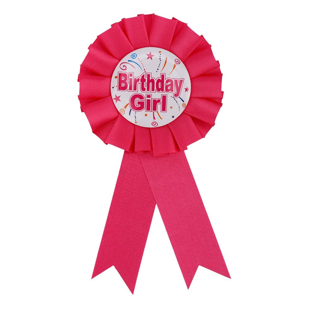 Birthday Girl Pin, Satin Ribbon Happy Birthday Badge Pin for Girl Women Party Button Brooch Clothing Celebration Decor Accessories (Rose Red)
