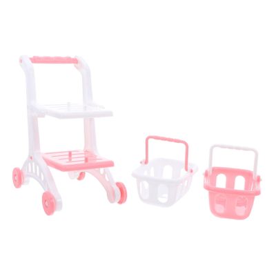 Vaguelly 8pcs Mini Shopping Cart Plastic Trolley for Indoor Outdoor Role Play Educational Pretend Grocery Store Accessories