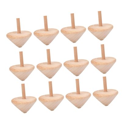 SUPVOX 15pcs DIY Wooden Spinning Tops for Natural Sturdy Wood Craft Gyro for Creative Painting Portable Educational for Group Play and Artistic Exploration Beige