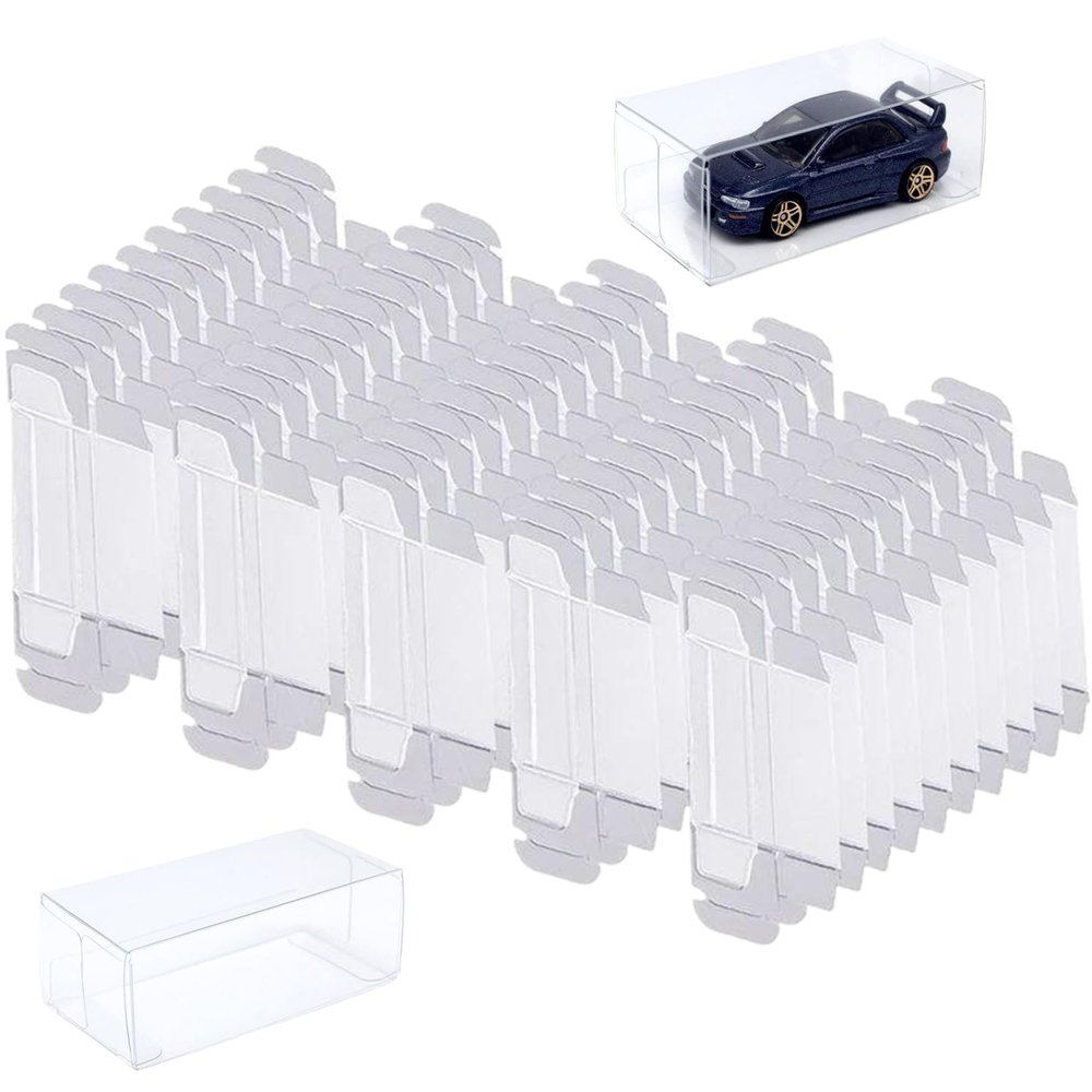 100 Pcs Model Car Display Case Transparent Dust-Proof Acrylic Display Case 1.6x3.2x1.2 in PVC Impact-Resistant Model Cases for Collectibles