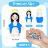 100PCS Little Virgin Mary Figurines Bulk, Mini Virgin Mary Religious Doll to Hide and Seek, for Easter Egg Stuffers, Sunday School Baptism Gifts, Catholic Party Favors, Christ Thanksgiving Day (Blue) view 2